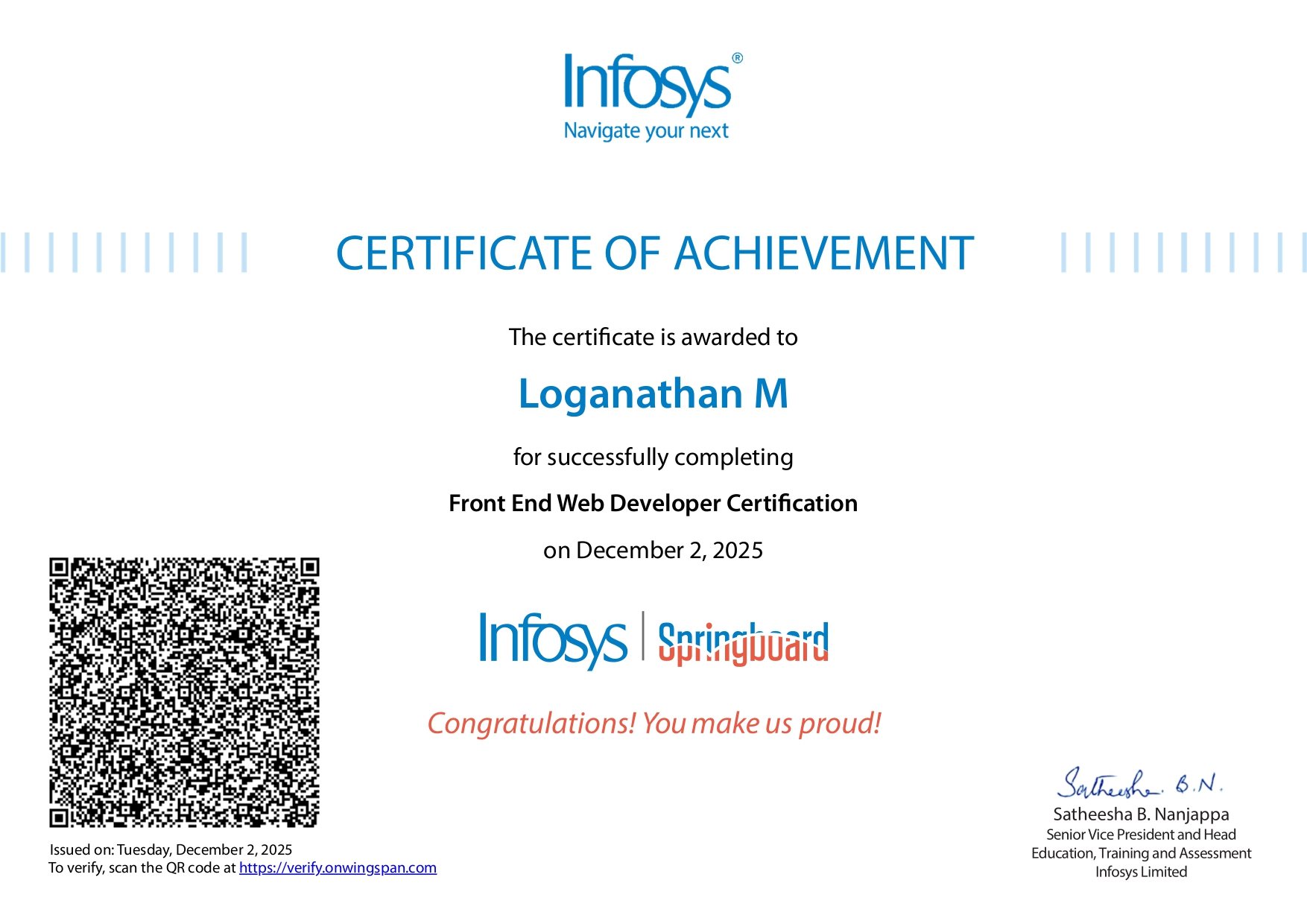Front End Developer Certificate